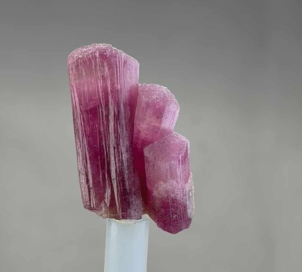 Rubellite Tourmaline – Three Intergrown Pink Red Crystals – 40 mm – Collector Mineral Specimen